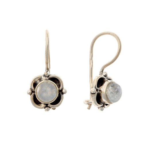 Sterling Silver Moonstone Flower Earrings