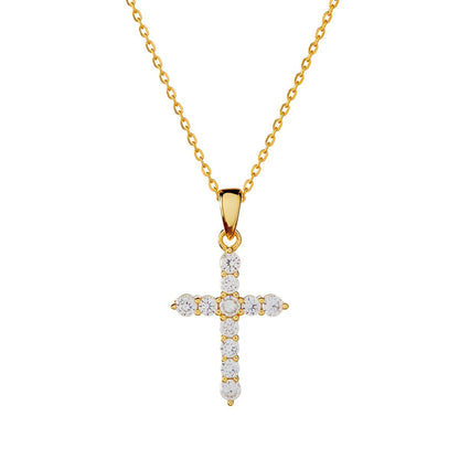 Sterling Silver CZ Cross Pendant Necklace