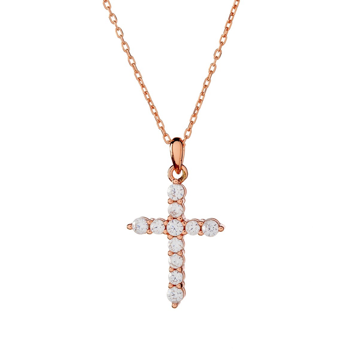 Sterling Silver CZ Cross Pendant Necklace