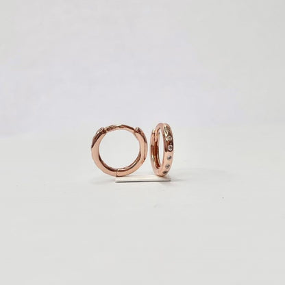 Sterling Silver Rose Gold Plated 12 mm CZ Hoops