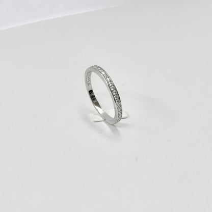 Sterling Silver Rhodium Plated CZ Band Ring