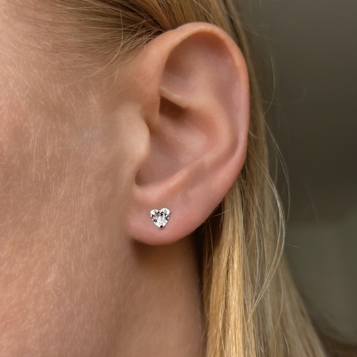 Sterling Silver 3 - 7 mm CZ Heart Studs