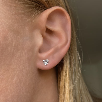 Sterling Silver 3 - 7 mm CZ Heart Studs