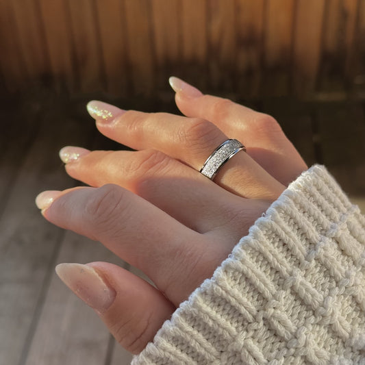 Sterling Silver Rhodium Plated Band Ring "Sandblast"