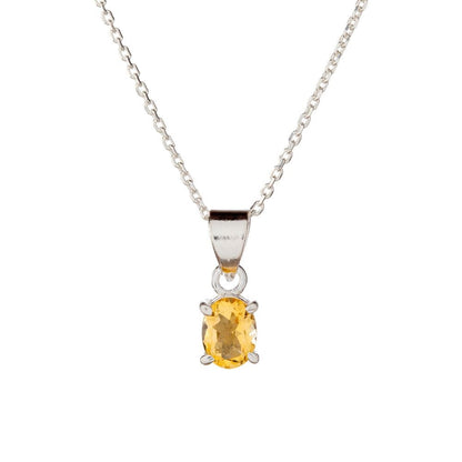 Sterling Silver Oval Citrine Pendant Necklace