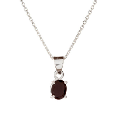 Sterling Silver Oval Black Onyx Pendant Necklace