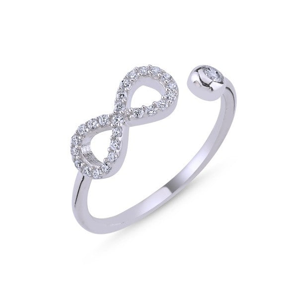 Silver Rhodium Plated CZ Infinity Ring