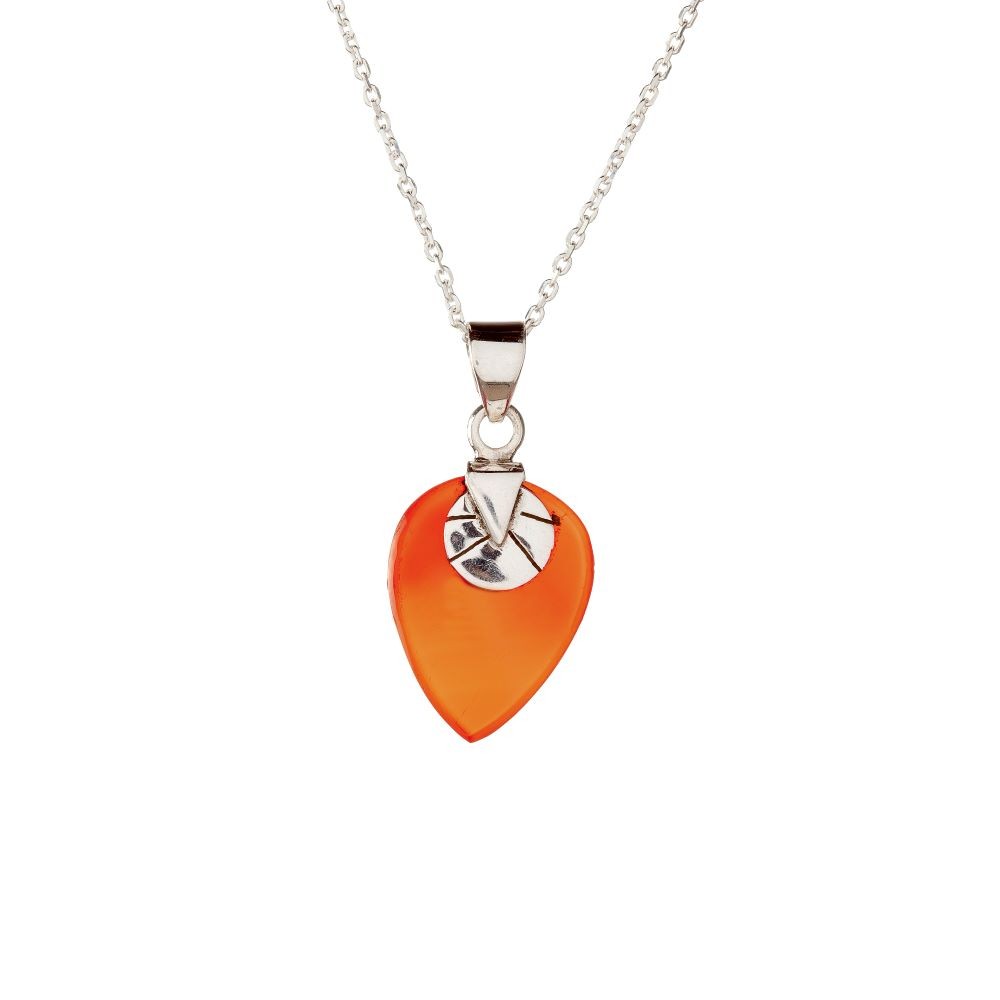 Sterling Silver Carnelian Pendant Necklace