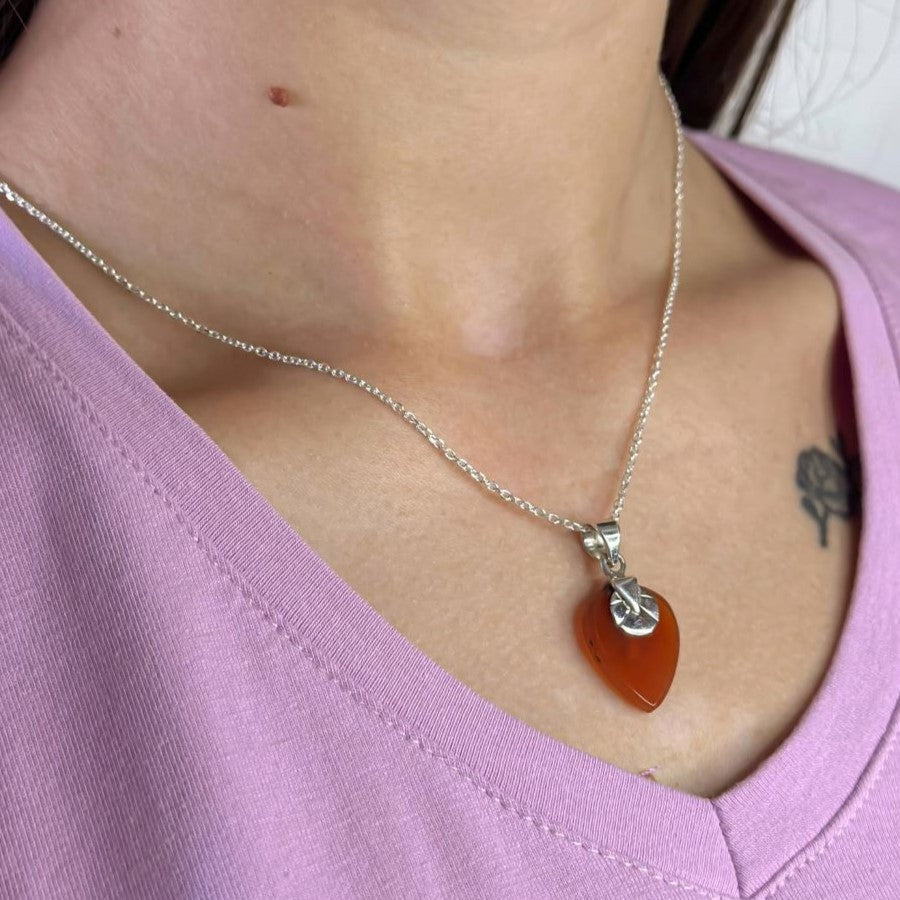 Sterling Silver Carnelian Pendant Necklace