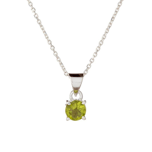 Sterling Silver Round Peridot Pendant Necklace