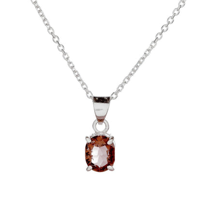 Sterling Silver Oval Smoky Quartz Pendant Necklace