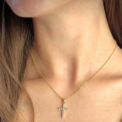 Sterling Silver CZ Cross Pendant Necklace