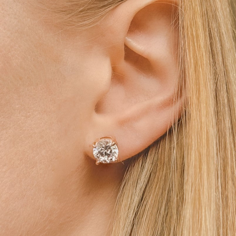 Silver 6 - 8 mm CZ Crystal Studs