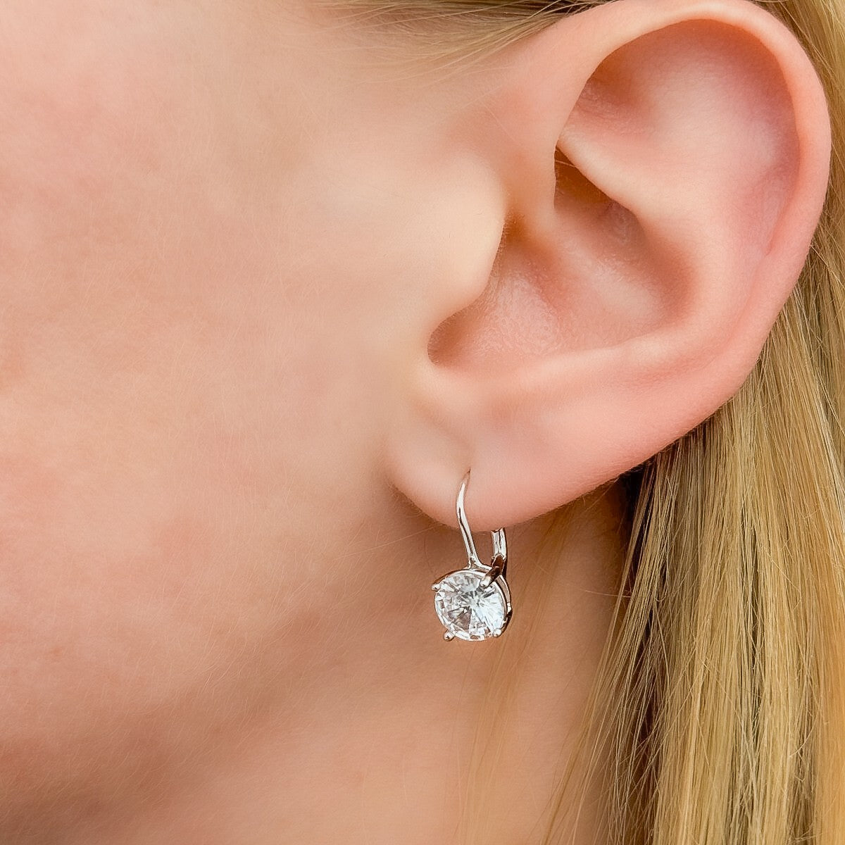 Sterling Silver CZ Drop Earrings