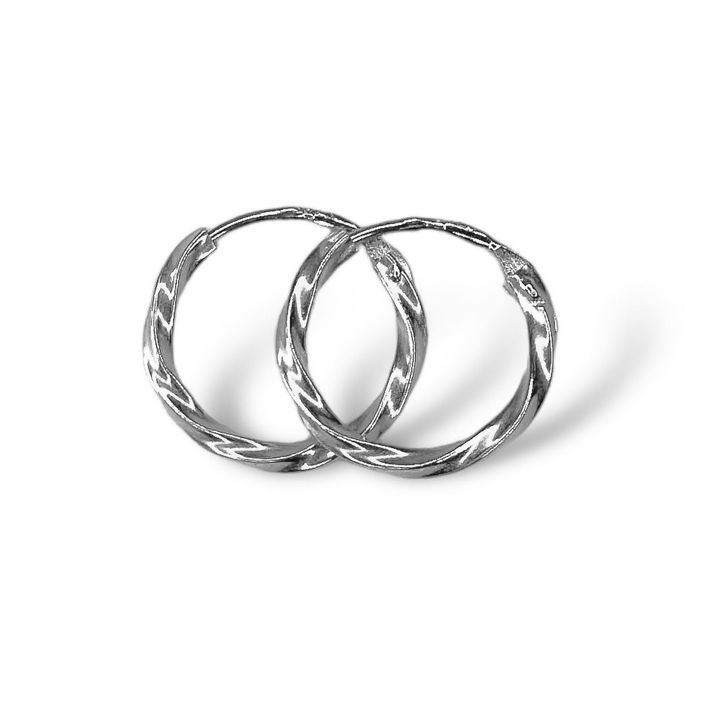 Scandinavian Silver Rhodium Plated Twisted Hoops