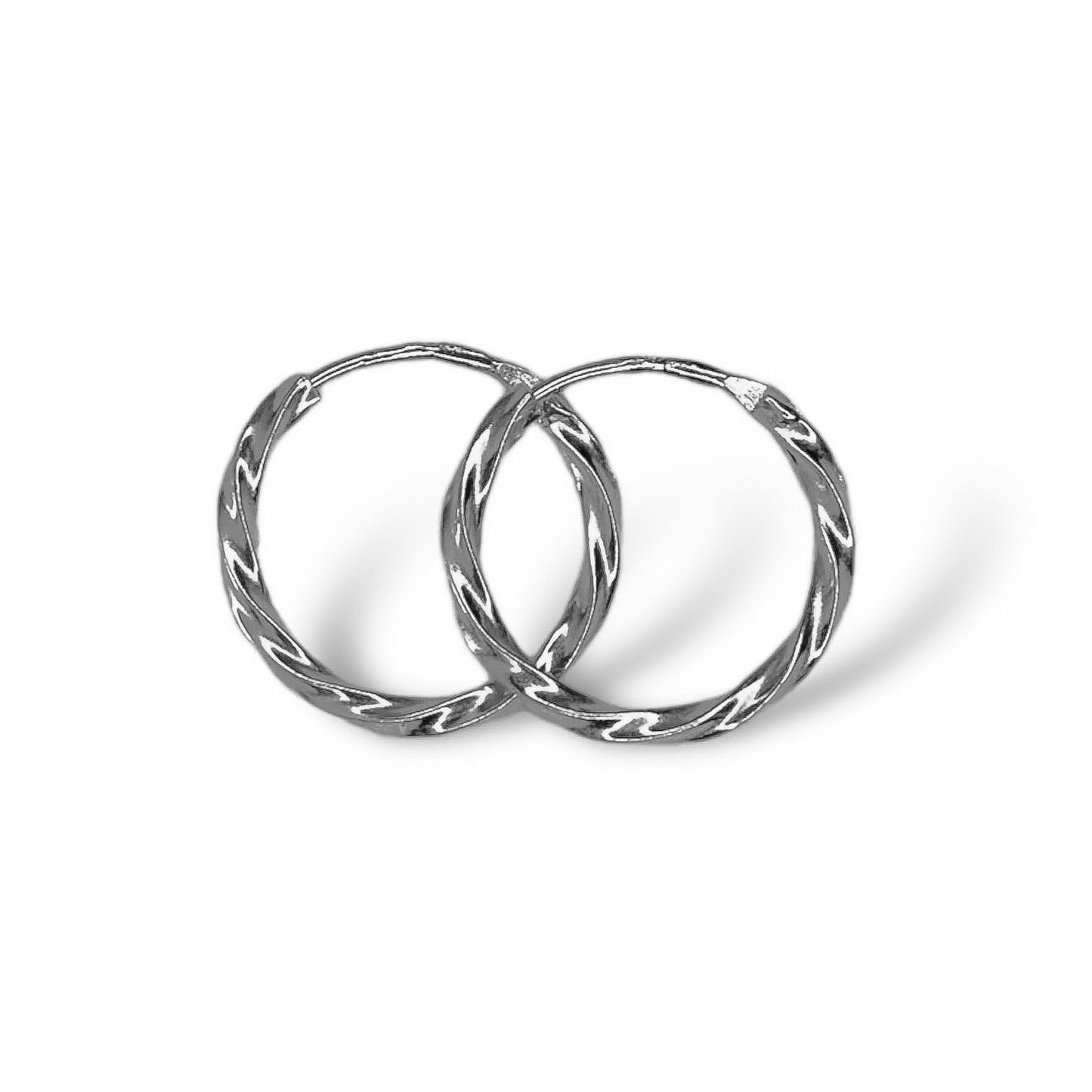 Scandinavian Silver Rhodium Plated Twisted Hoops