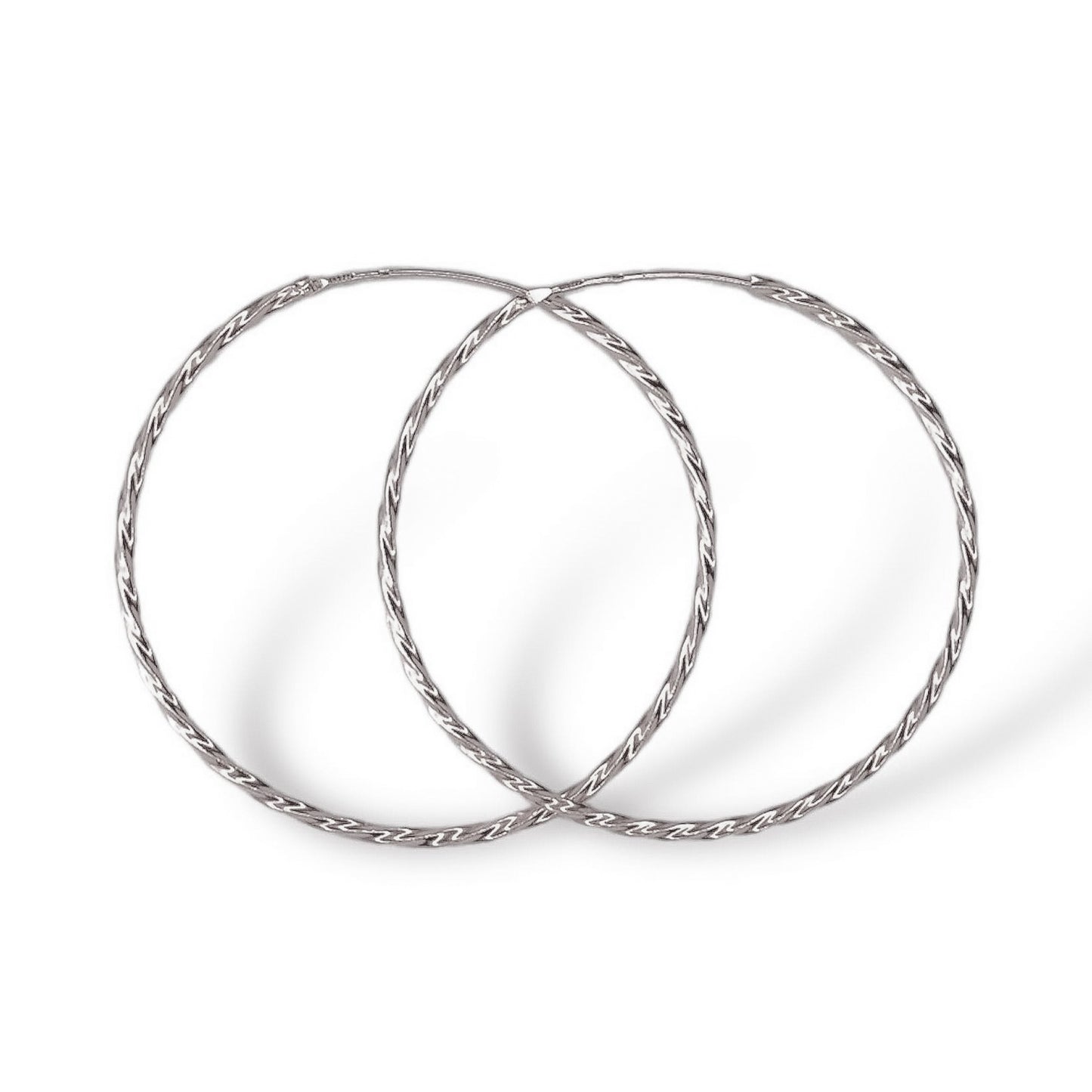 Scandinavian Silver Rhodium Plated Twisted Hoops