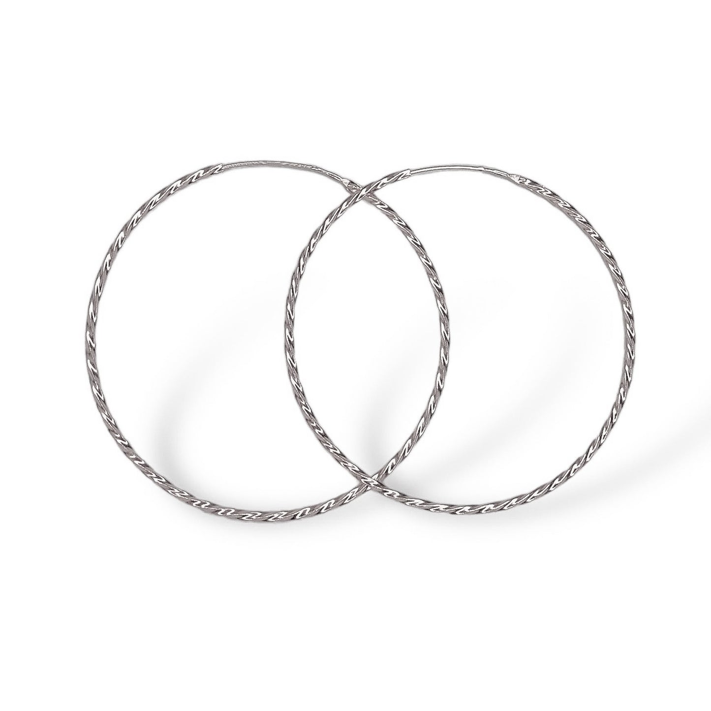 Scandinavian Silver Rhodium Plated Twisted Hoops