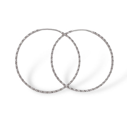 Scandinavian Silver Rhodium Plated Twisted Hoops