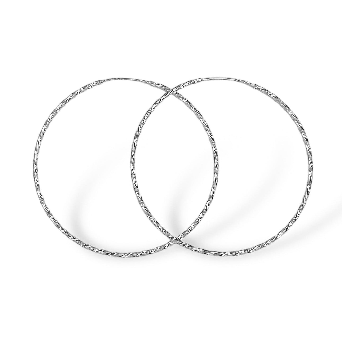 Scandinavian Silver Rhodium Plated Twisted Hoops