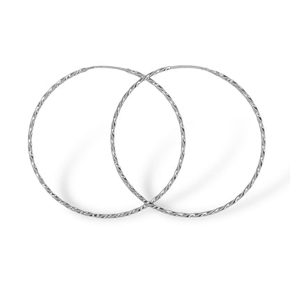 Scandinavian Silver Rhodium Plated Twisted Hoops