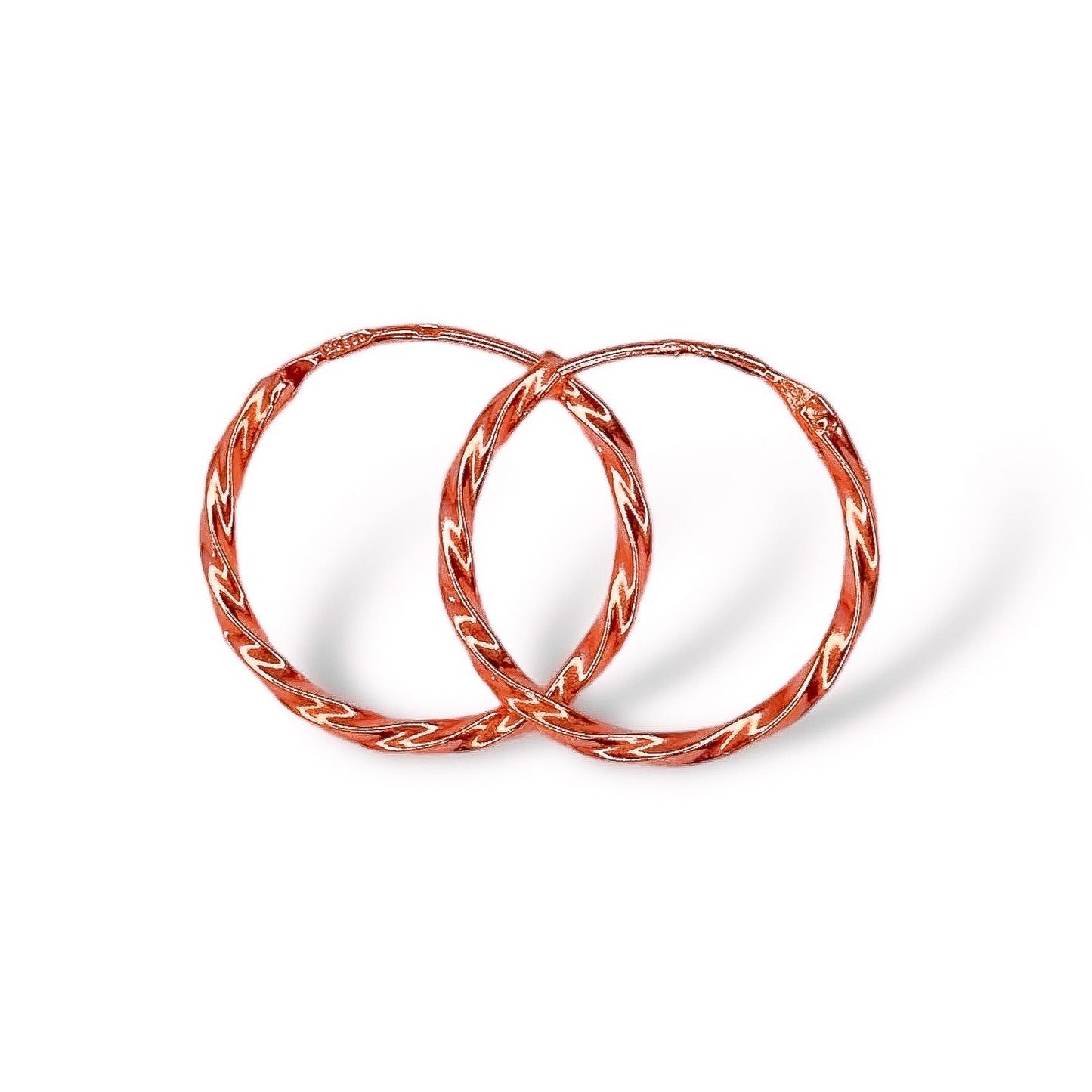 Sterling Silver Rose Gold Plated Twisted Hoops