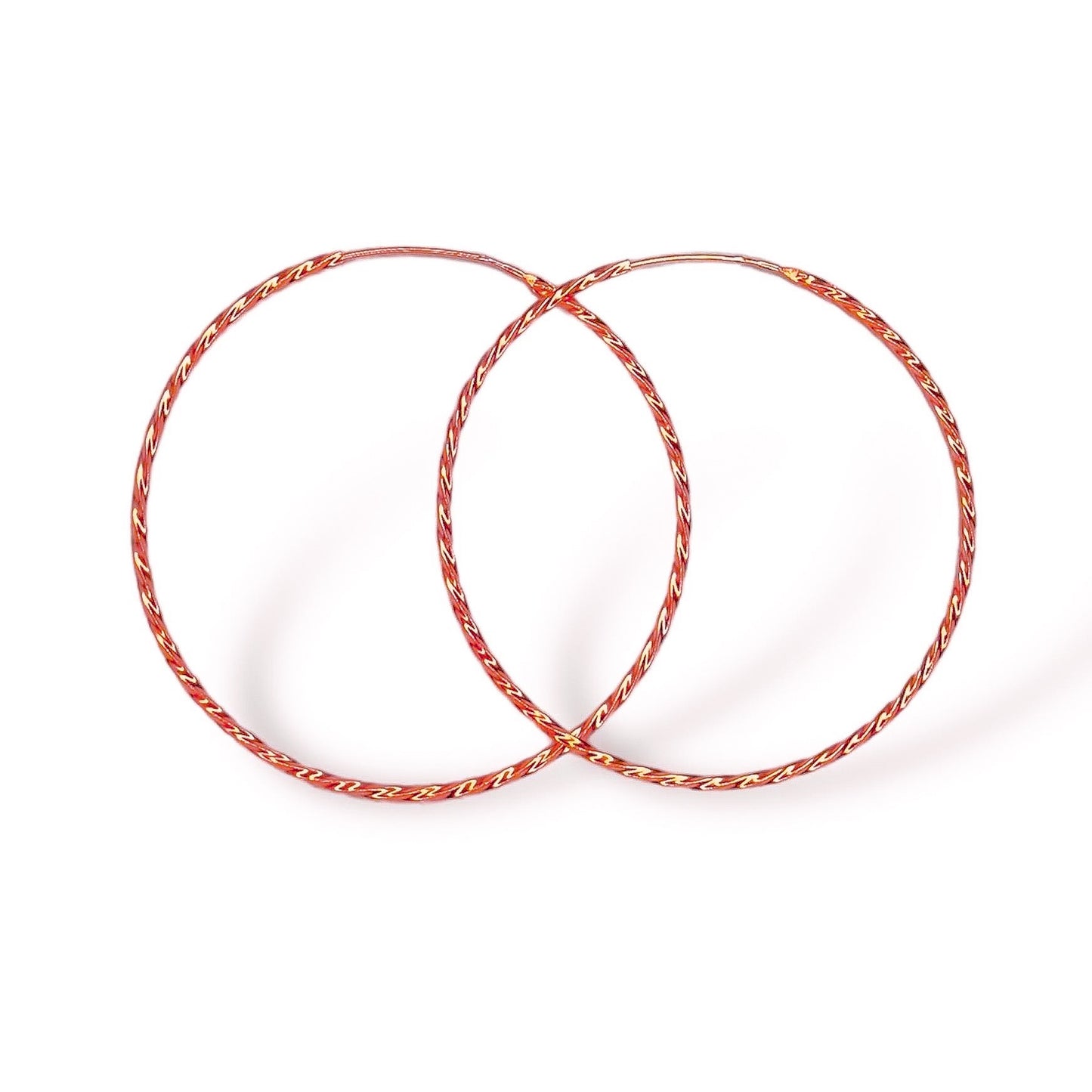 Sterling Silver Rose Gold Plated Twisted Hoops