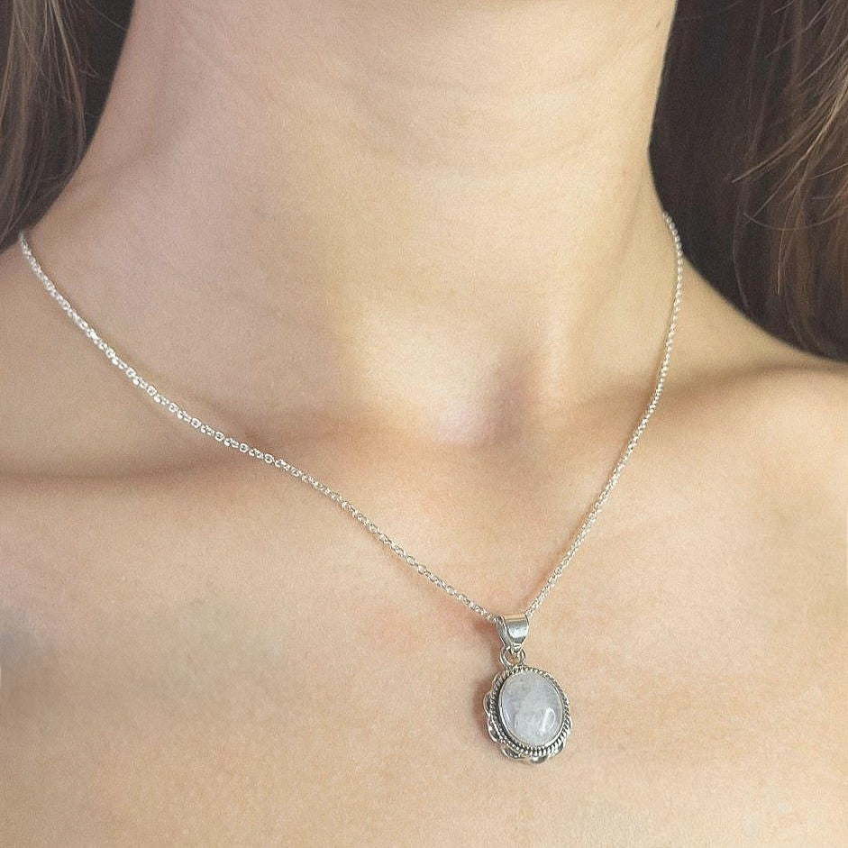 Sterling Silver Moonstone Pendant Necklace