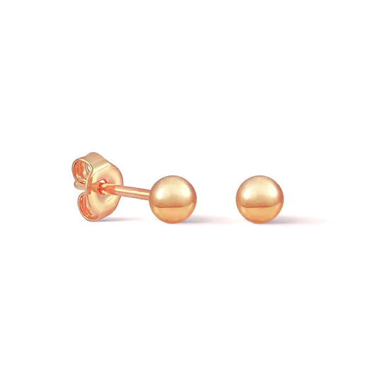 Sterling Silver Rose Gold Plated 2 - 7 mm Round Studs