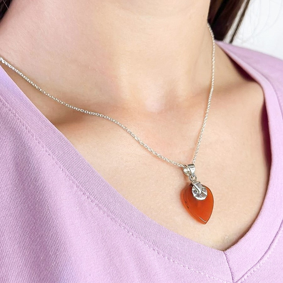 Sterling Silver Carnelian Pendant Necklace