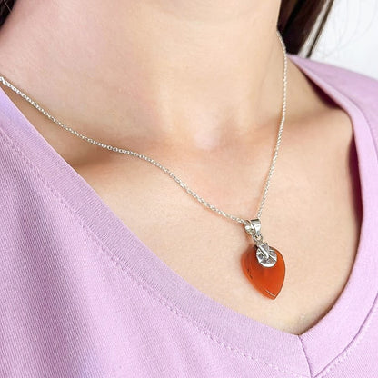 Sterling Silver Carnelian Pendant Necklace