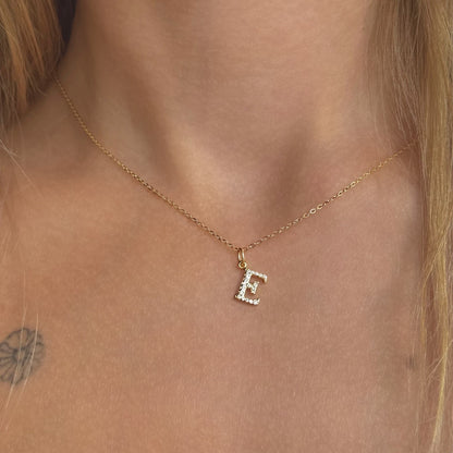 Sterling Silver Gold Plated CZ Letter Necklace