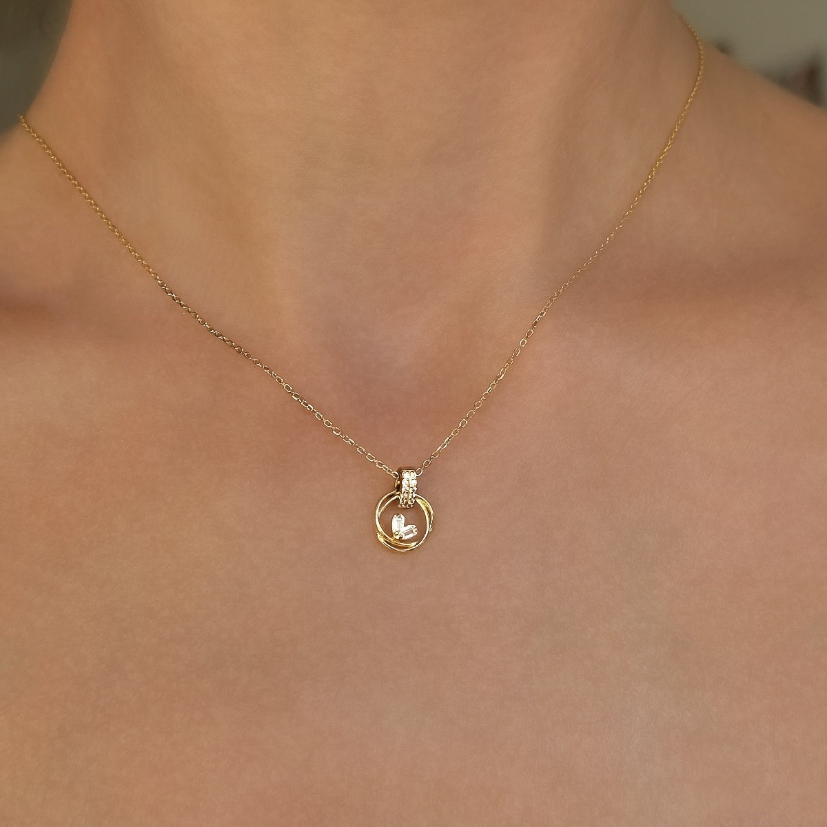 Sterling Silver Rose Gold Plated Circle Necklace