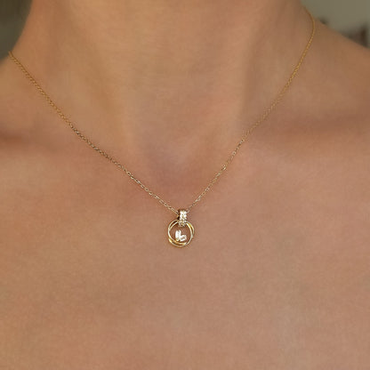 Sterling Silver Rose Gold Plated Circle Necklace