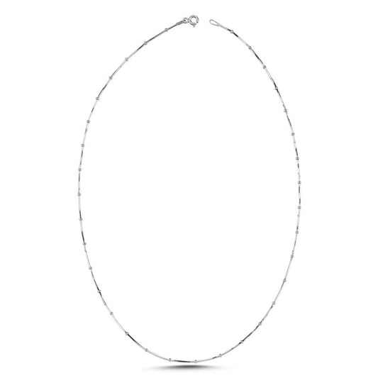 Sterling Silver Rhodium Plated Beaded Necklace