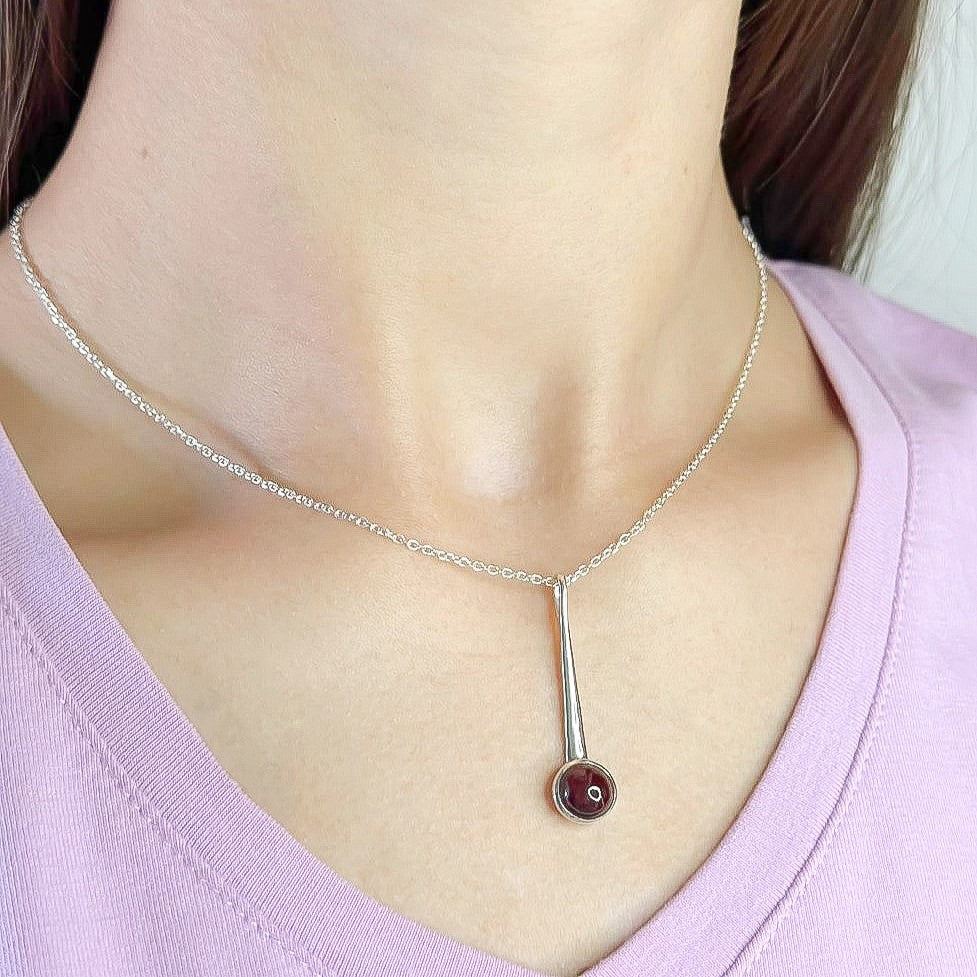Sterling Silver Garnet Pendant Necklace