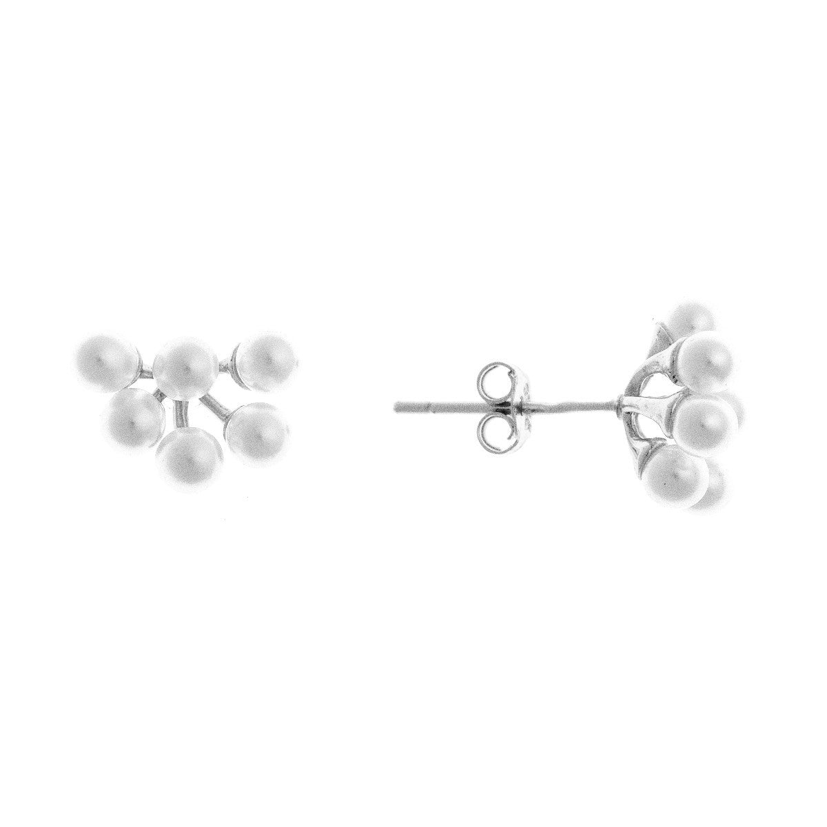 Sterling Silver Rhodium Plated Pearl Imitation Studs
