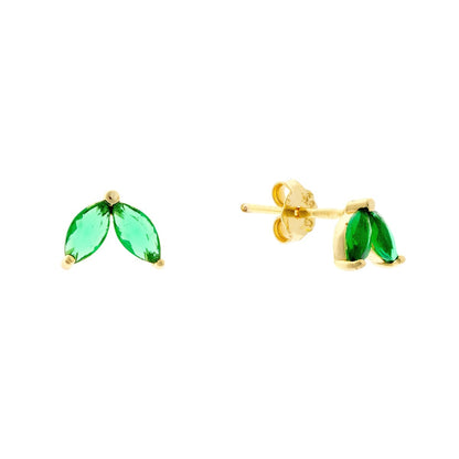 Sterling Silver Gold Plated Green CZ Studs