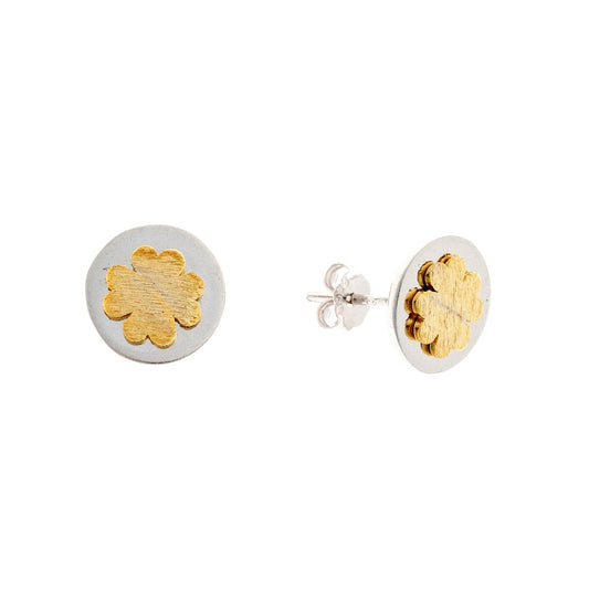 Sterling Silver Rhodium Plated Clover Studs