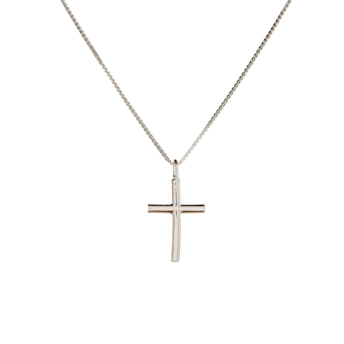 Sterling Silver Rhodium Plated Cross Pendant Necklace