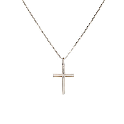 Sterling Silver Rhodium Plated Cross Pendant Necklace