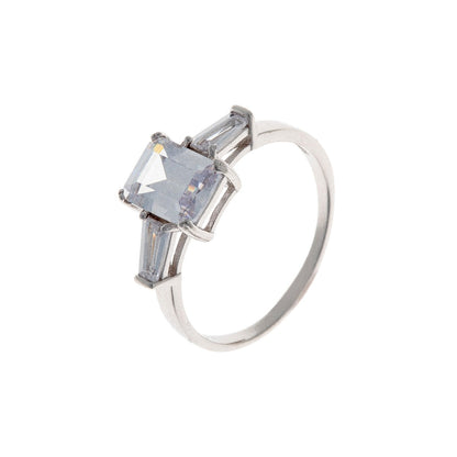 Sterling Silver Rhodium Plated CZ Ring