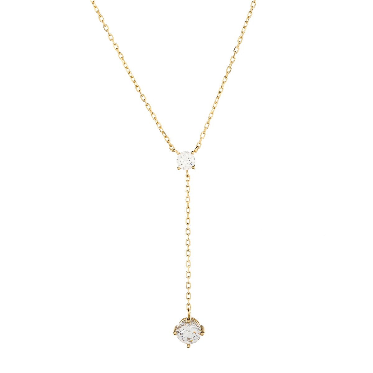 Sterling Silver Gold Plated CZ Pendant Necklace