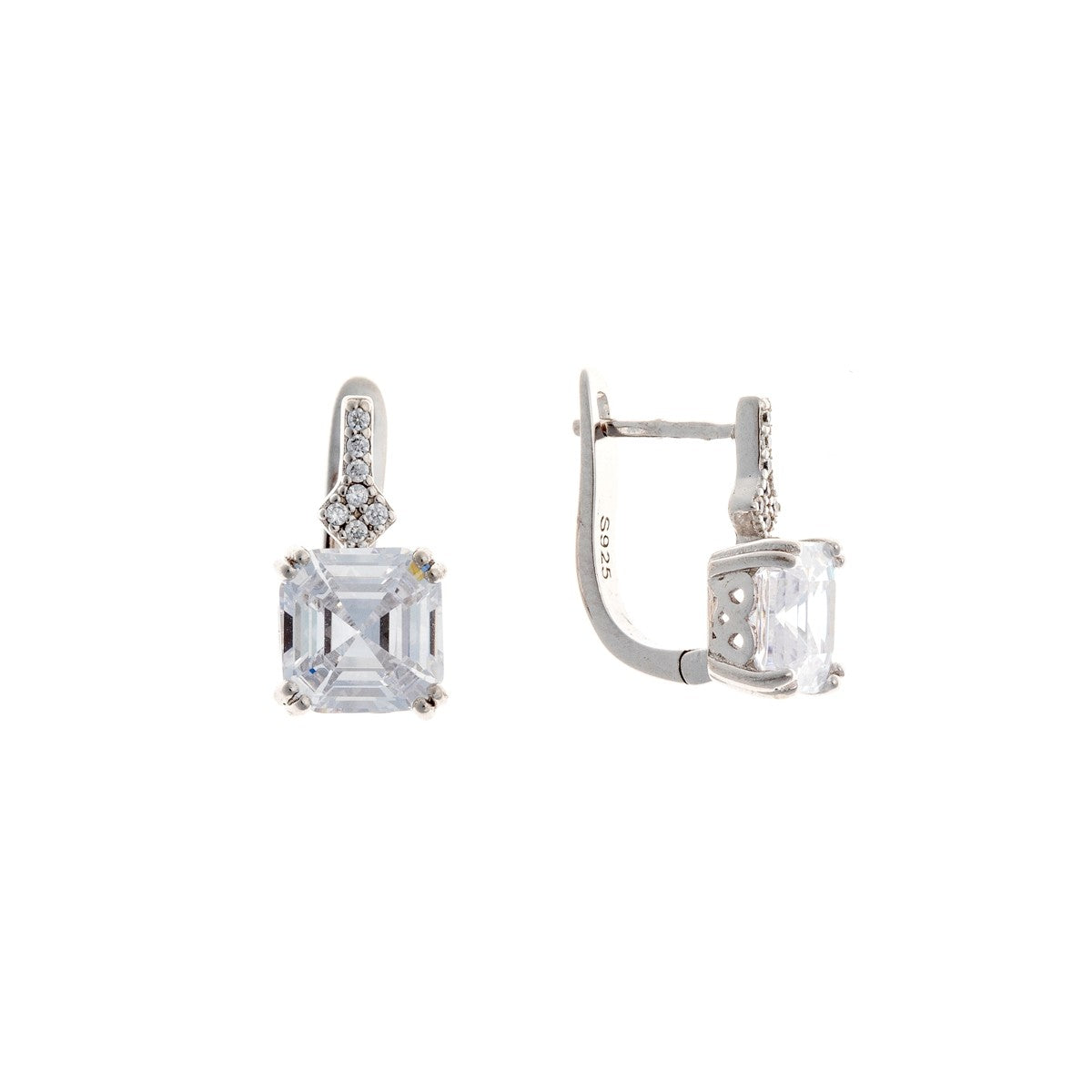 Sterling Silver Rhodium Plated English Lock Earrings