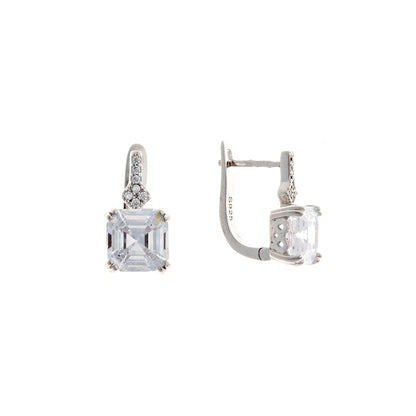 Sterling Silver Rhodium Plated English Lock Earrings