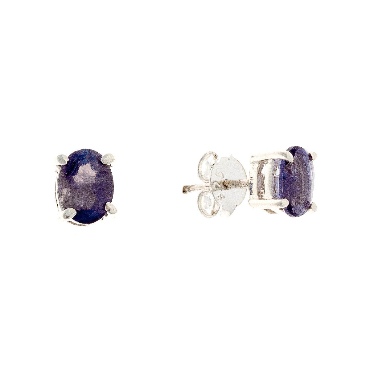 Sterling Silver Oval Iolite Studs