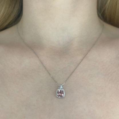 Sterling Silver Rhodium Plated CZ Pendant Necklace