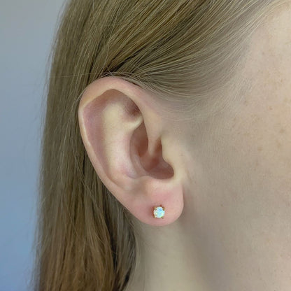 Sterling Silver Gold Plated Synthetic Opal Studs