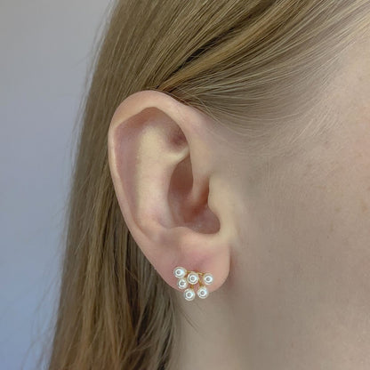 Sidabriniai auksuoti auskarai su perliukais