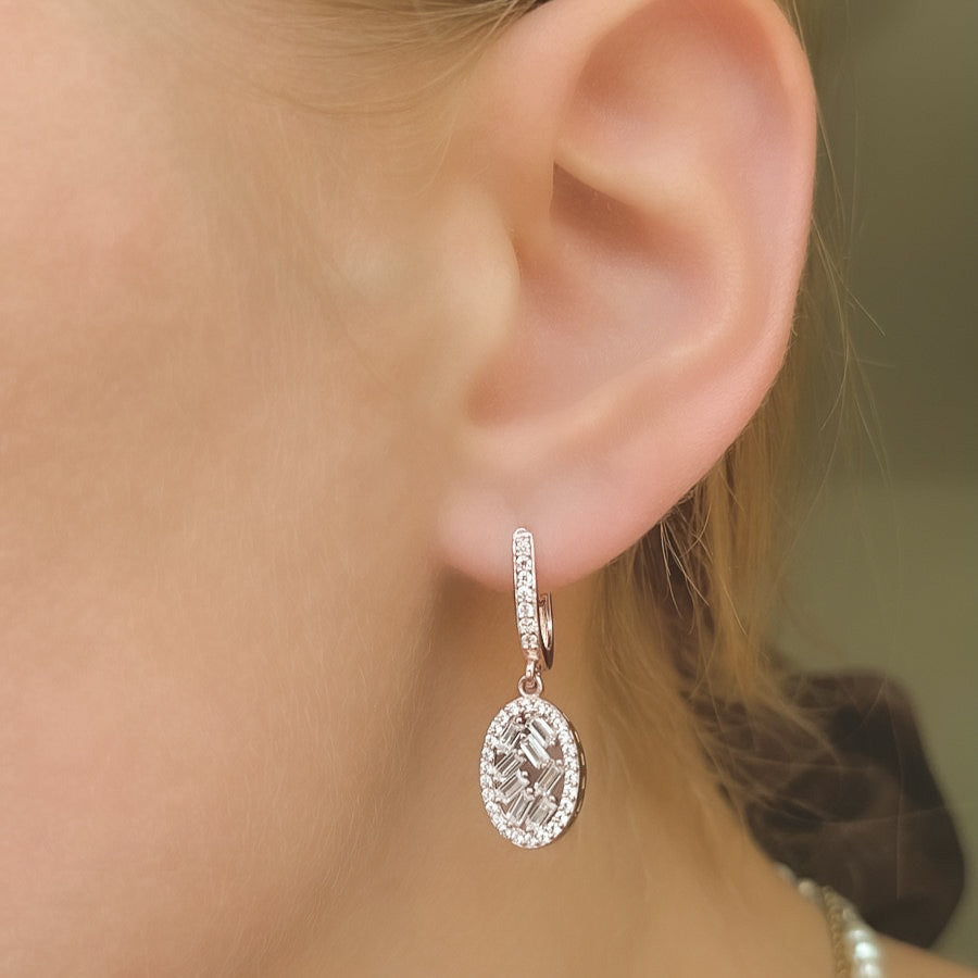Sterling Silver Rhodium Plated English Lock Earrings